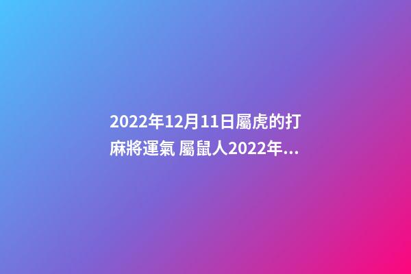 2022年12月11日屬虎的打麻將運氣 屬鼠人2022年12月18日打麻將運氣好嗎-第1張-觀點-玄機派